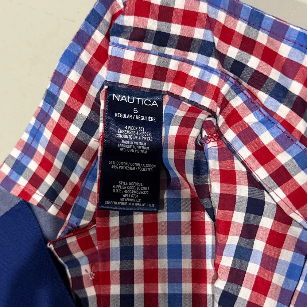 Nautica Kids Blue Vest with Checkered Shirt